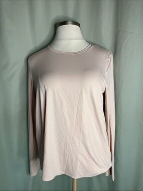 Athleta Long Sleeve Crewneck Top in Pale Blush XL